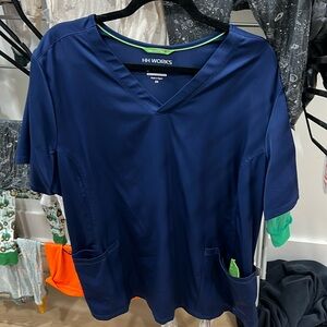 2X HHWorks navy scrub top healing hands
